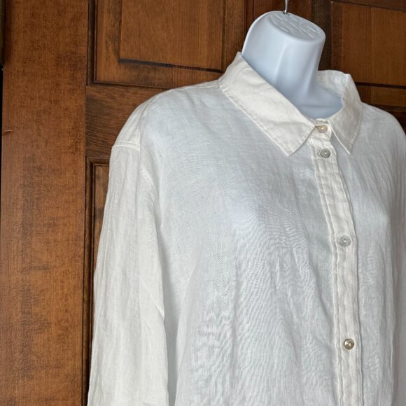 NWT H&M White Natural Linen Button-Down Blouse Size 3XL - Picture 6 of 16